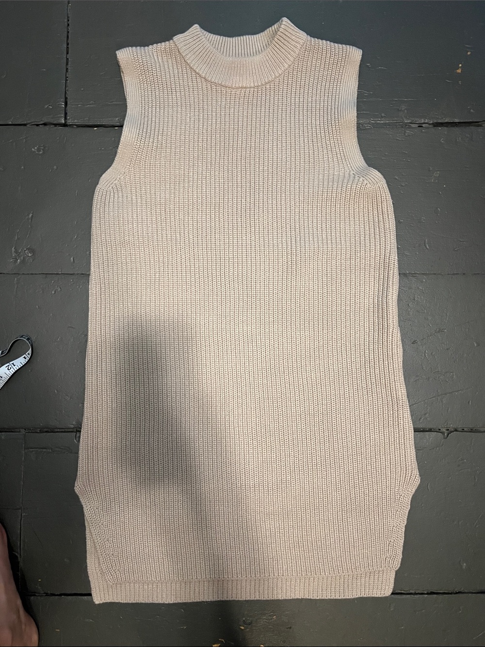 H&M Cream Sleeveless Ribbed Knit Tunic
